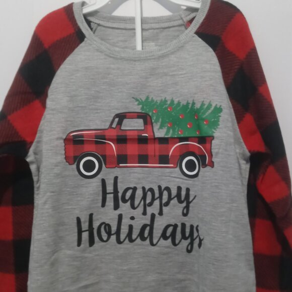 Holiday Style Girls' 2-Piece Pajama Set Red Truck Happy Holidays Size L (10/12) - Picture 4 of 7